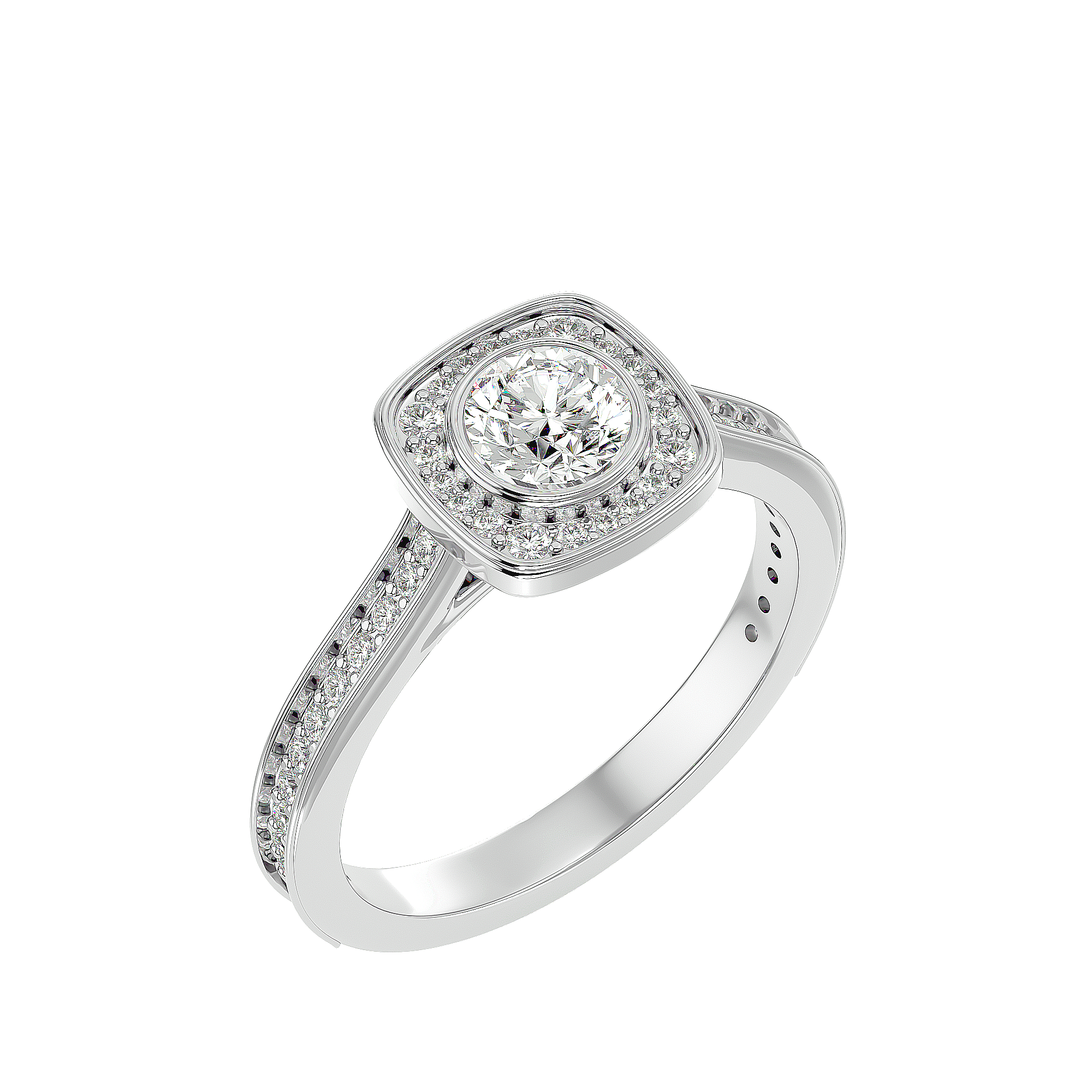 Melrose Solitaire Halo Ring