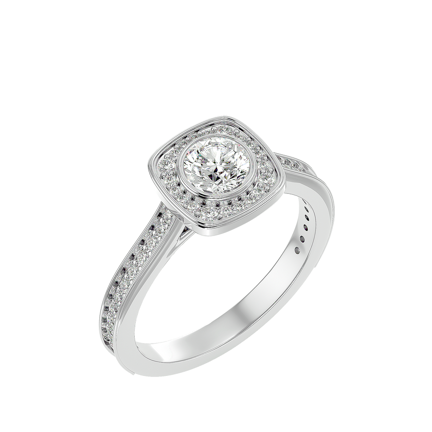 Melrose Solitaire Halo Ring