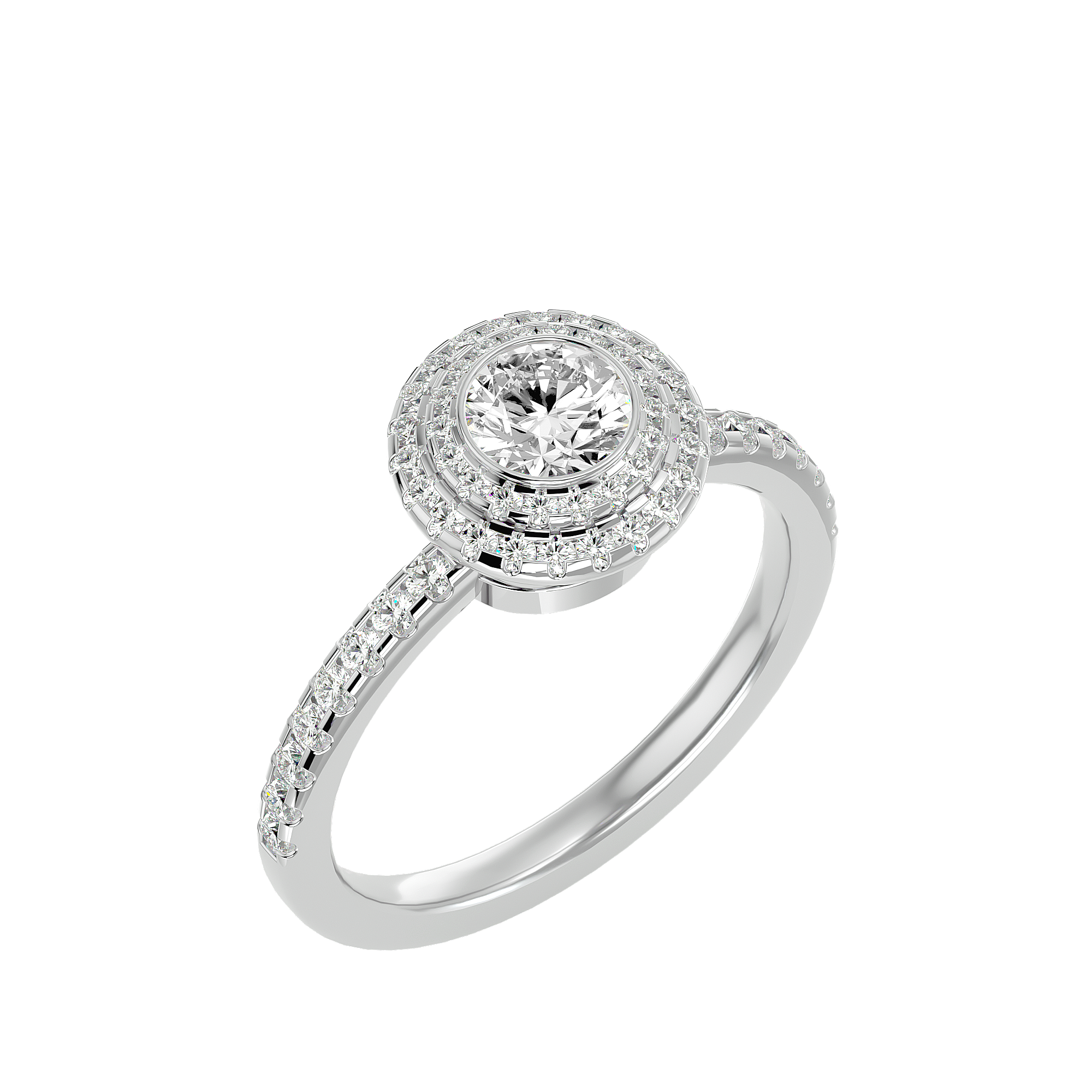 Crestora Solitaire Halo Ring