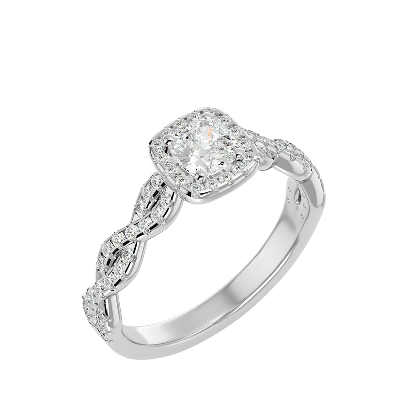 Eva Solitaire Halo Ring