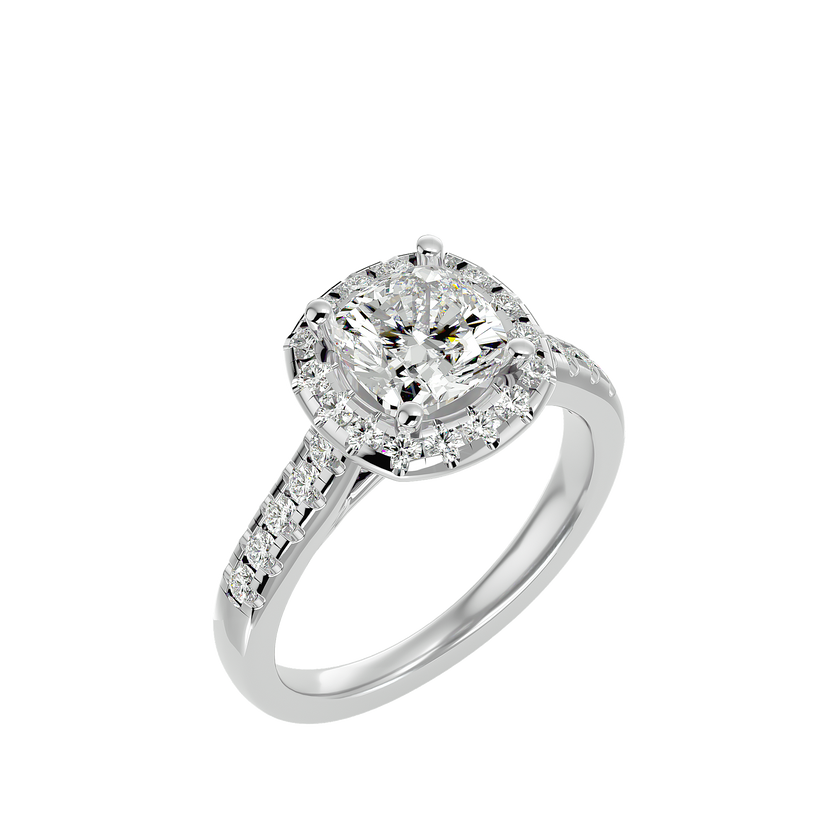 Ezra Solitaire Halo Ring