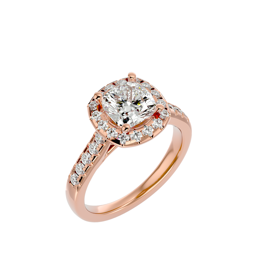 Ezra Solitaire Halo Ring