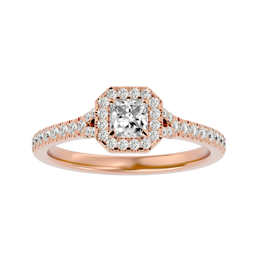 Victoria Solitaire Halo Ring