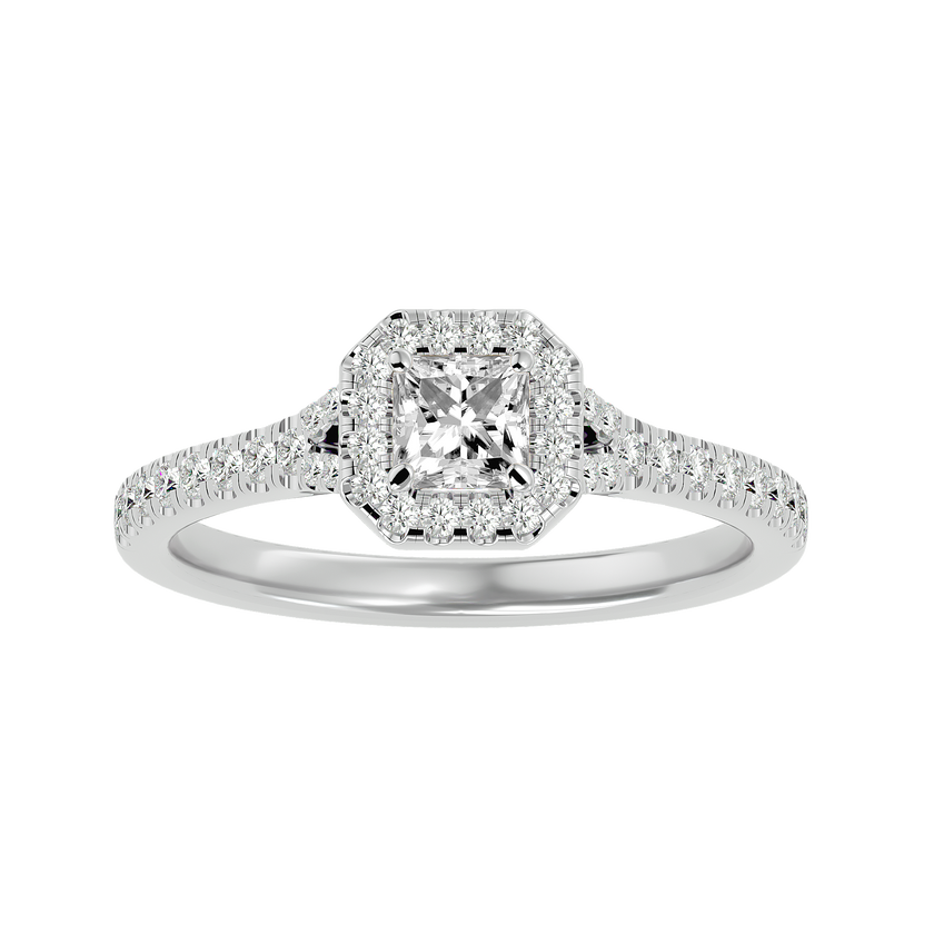 Victoria Solitaire Halo Ring