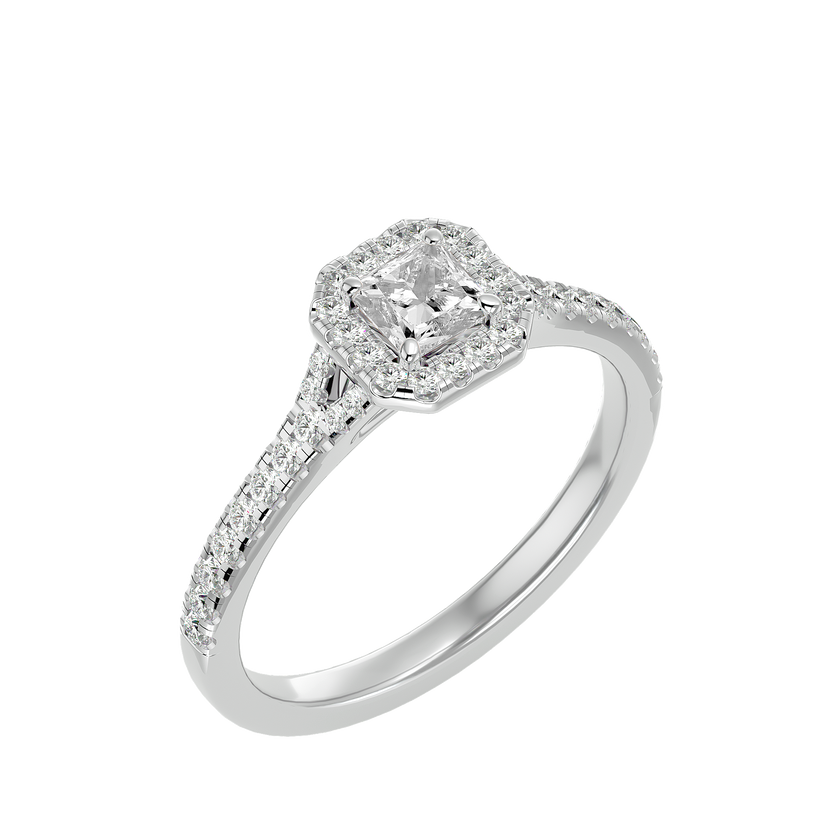 Victoria Solitaire Halo Ring