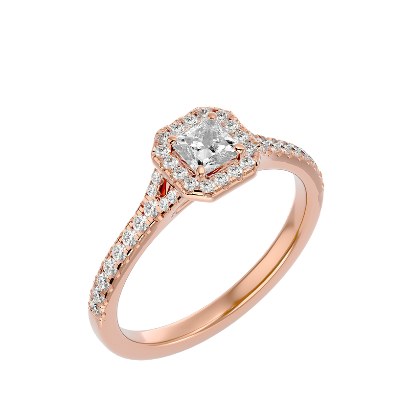 Victoria Solitaire Halo Ring