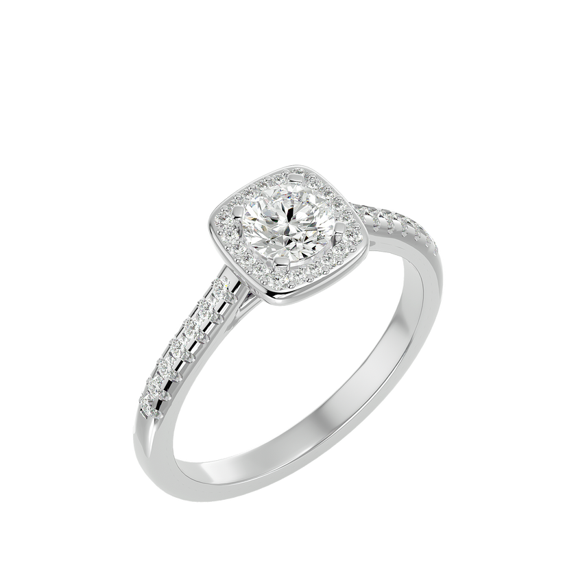 Mira Solitaire Halo Ring