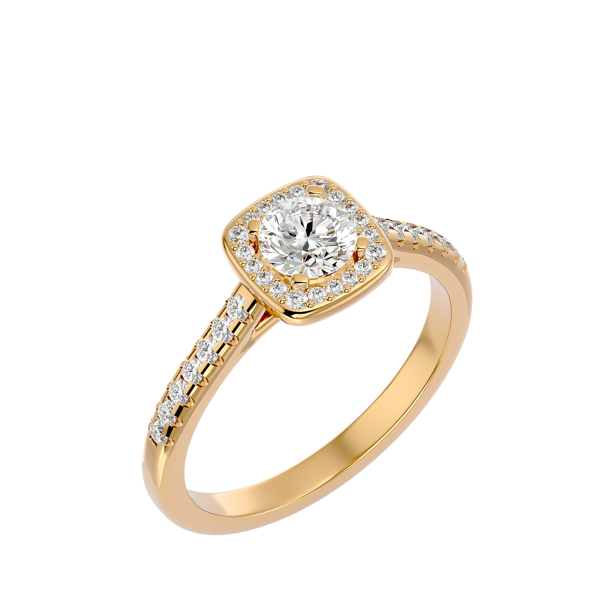 Mira Solitaire Halo Ring