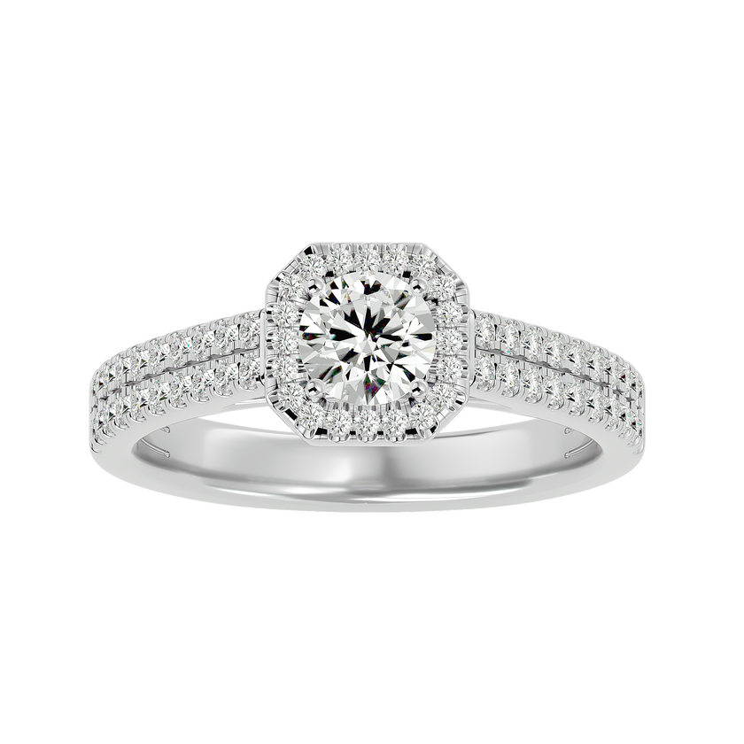 Estella Solitaire Halo Ring