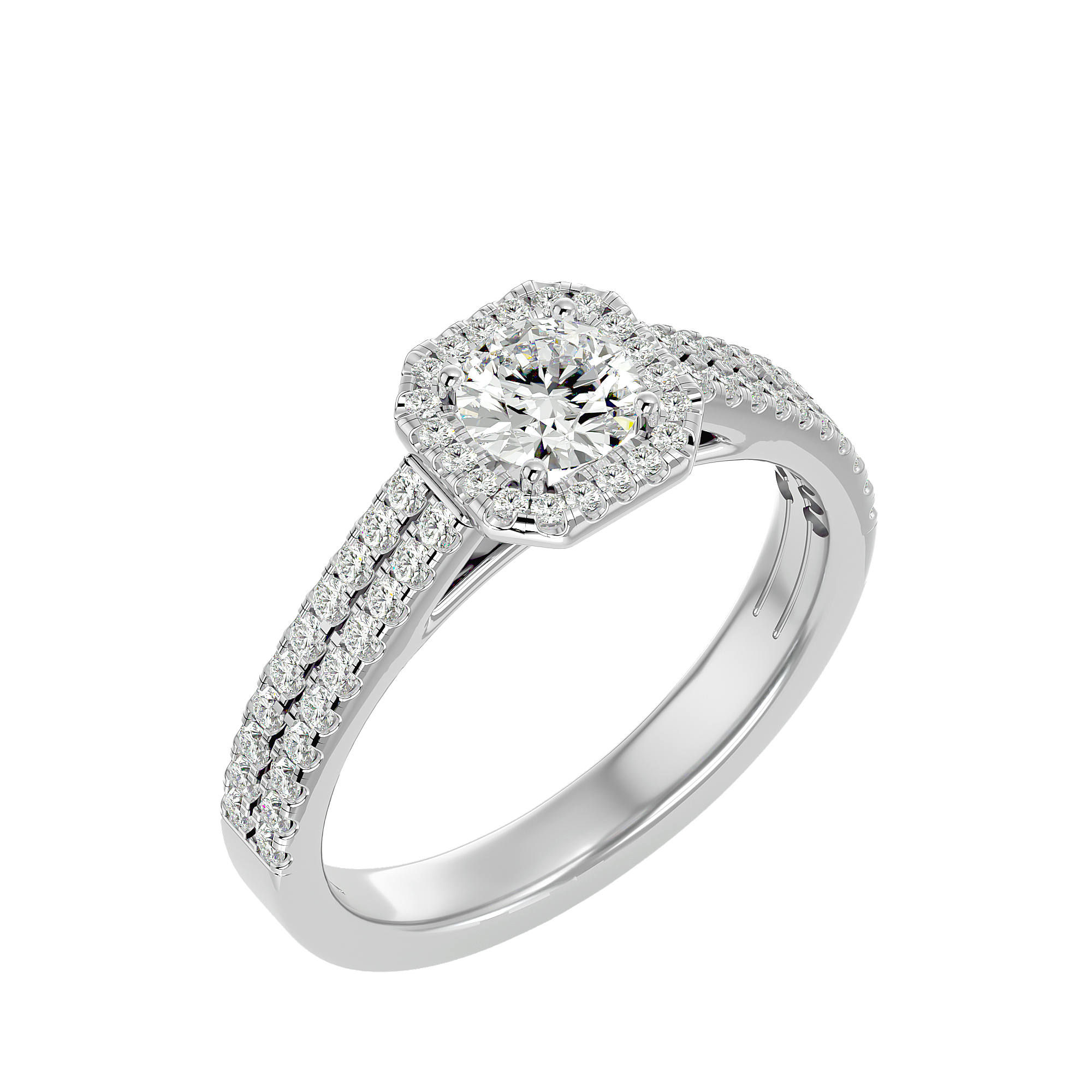 Estella Solitaire Halo Ring
