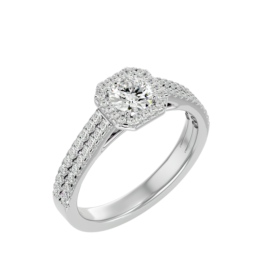 Estella Solitaire Halo Ring